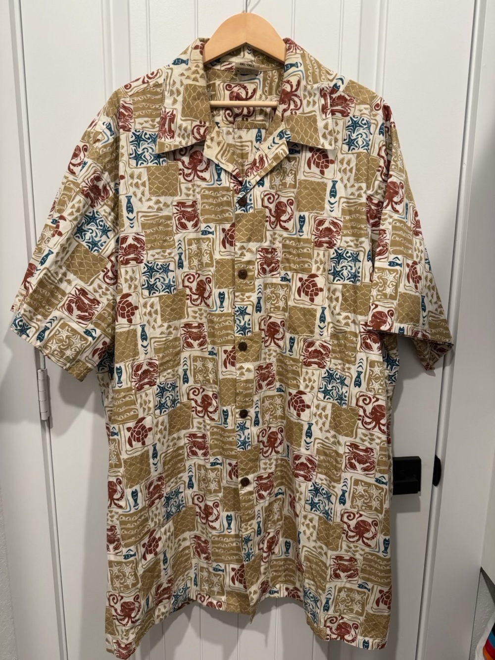 Men's Casual Short-Sleeve Button-Down Shirt - Beige Multi Print